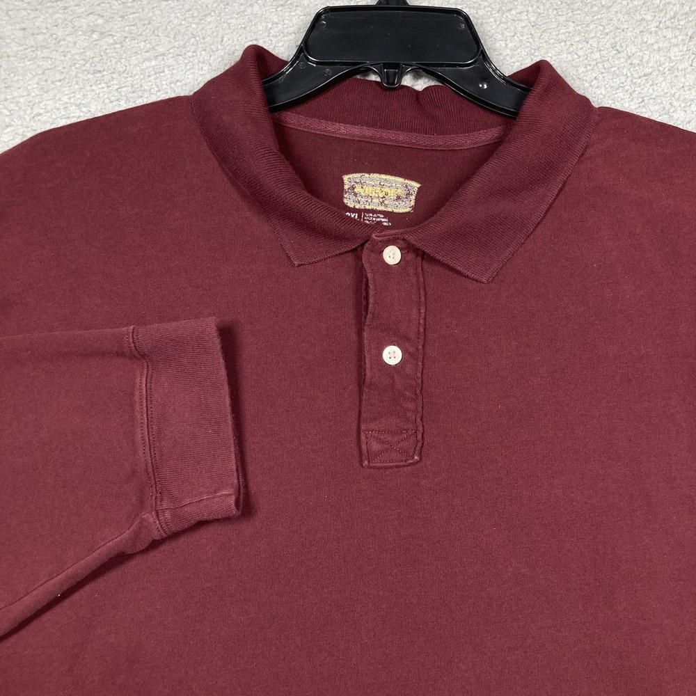 The Foundry Shirt Big Men's 3XL‎ Burgundy Long Sleeve Casual Relaxed Polo FLAW